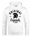 Neverless Hoodie Original Legends Gladiator Sparta Kapuzen-Pullover Streetwear Creme/Dunkelgrün/Weiß/Grau