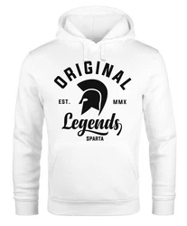 Neverless Hoodie Original Legends Gladiator Sparta Kapuzen-Pullover Streetwear Creme/Dunkelgrün/Weiß/Grau