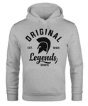 Neverless Hoodie Original Legends Gladiator Sparta Kapuzen-Pullover Streetwear Grau/Dunkelgrau/Hellgrau