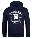 Neverless Hoodie Original Legends Gladiator Sparta Kapuzen-Pullover Streetwear Dunkelblau/Hellblau