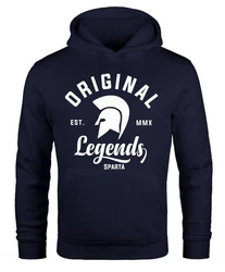 Neverless Hoodie Original Legends Gladiator Sparta Kapuzen-Pullover Streetwear Dunkelblau/Hellblau