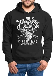 Neverless Hoodie Herren Long-Sleeve Biker Motorrad Motiv Freedom is a full Tank Skull Totenkopf Schwarz