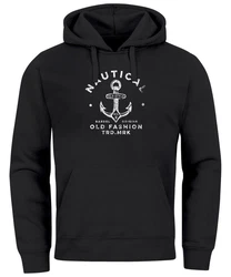 Neverless Hoodie Herren Anker Motiv Nautical Kapuzen-Pullover Dunkelblau/Braun/Lila/Schwarz/Grau