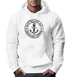 Neverless Hoodie Herren Anker Motiv Anchor Print Vintage Stil Dunkelblau/Weiß/Creme