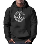 Neverless Hoodie Herren Anker Motiv Anchor Print Vintage Stil Dunkelblau/Schwarz
