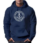 Neverless Hoodie Herren Anker Motiv Anchor Print Vintage Stil Dunkelblau/Blau
