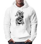 Neverless Hoodie Herren Wolf Fenrir Weiß/Creme