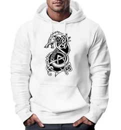 Hoodie Hoodie Herren Wolf Fenrir Fabelwesen Wikinger nordische Mythologie