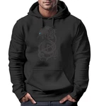 Neverless Hoodie Herren Wolf Fenrir Schwarz/Dunkelgrau