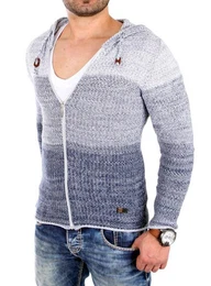 Strickjacke Strickjacke Herren Colorblock Kapuzen Cardigan Jacke RS-3107 (1-tlg) Kapuzenpullover Zipper Hoodie