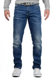 5-Pocket-Jeans Hose BA-CD386 W36/L32 (1-tlg) Stonewashed Effekt mit Logo Verzierung