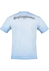 OS-Trachten Trachtenshirt Praiol Kurzarm T-Shirt Hellblau/Grau