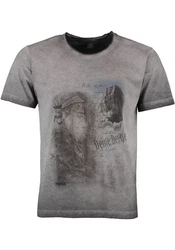 OS-Trachten Trachtenshirt Praiol Kurzarm T-Shirt Dunkelgrün/Braun/Grau