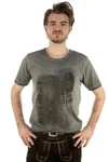 OS-Trachten Trachtenshirt Praiol Kurzarm T-Shirt Dunkelgrün/Braun/Grau