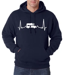 Youth Designz Kapuzenpullover Camping Herzschlag Hoodie Dunkelblau/Blau/Rot
