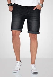 Alessandro Salvarini Shorts ASDomerikoo mit Knopfverschluss Schwarz/Dunkelblau/Dunkelgrau