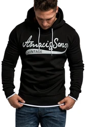 Amaci&Sons Kapuzenpullover MENIFEE Herren Basic Kontrast Sweatjacke Hoodie Schwarz