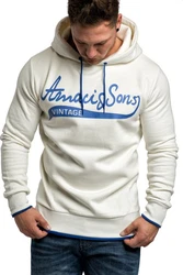 Amaci&Sons Kapuzenpullover MENIFEE Herren Basic Kontrast Sweatjacke Hoodie Creme/Grün/Blau/Khaki/Silber/Grau/Beige