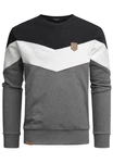 Amaci&Sons Herren Basic College Sweatjacke Pullover Hoodie Sweatshirt (4064) Schwarz/Weiß/Anthrazit