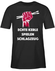 Shirtracer T-Shirt Echte Kerle spielen Schlagzeug Musik Instrument Zubehr Grau/Schwarz/Rosa/Braun