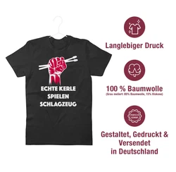Shirtracer T-Shirt Echte Kerle spielen Schlagzeug Musik Instrument Zubehr Grau/Schwarz/Rosa/Braun