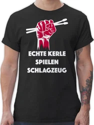 Shirtracer T-Shirt Echte Kerle spielen Schlagzeug Musik Instrument Zubehr Grau/Schwarz/Rosa/Braun