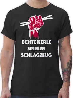 Shirtracer T-Shirt Echte Kerle spielen Schlagzeug Musik Instrument Zubehr Grau/Schwarz/Rosa/Braun