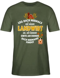 Shirtracer T-Shirt Leg dich niemals mit einem Landwirt an Landwirt Geschenk Bauer Dunkelgrün/Grün/Creme