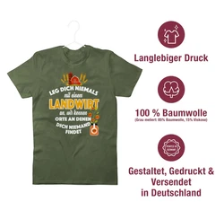 Shirtracer T-Shirt Leg dich niemals mit einem Landwirt an Landwirt Geschenk Bauer Dunkelgrün/Grün/Creme
