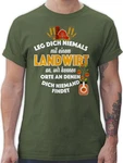 Shirtracer T-Shirt Leg dich niemals mit einem Landwirt an Landwirt Geschenk Bauer Dunkelgrün/Grün/Creme