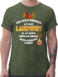 Shirtracer T-Shirt Leg dich niemals mit einem Landwirt an Landwirt Geschenk Bauer Dunkelgrün/Grün/Creme