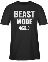 Shirtracer T-Shirt Beast Mode ON Fitness & Workout Beige/Hellblau/Braun