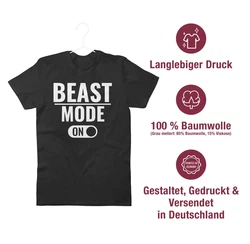 Shirtracer T-Shirt Beast Mode ON Fitness & Workout Beige/Hellblau/Braun