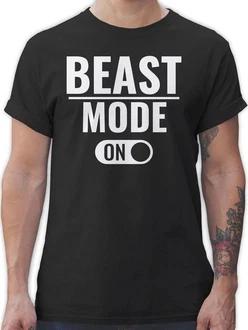 Shirtracer T-Shirt Beast Mode ON Fitness & Workout Beige/Hellblau/Braun Shirtracer T-Shirt Beast Mode ON Fitness & Workout Beige/Hellblau/Braun