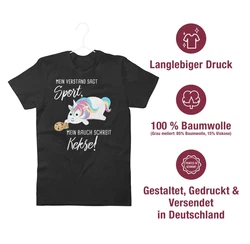 Shirtracer T-Shirt Mein Bauch schreit Kekse! Einhorn Sprüche Rosa/Schwarz/Grau/Beige/Lila