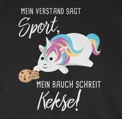 Shirtracer T-Shirt Mein Bauch schreit Kekse! Einhorn Sprüche Rosa/Schwarz/Grau/Beige/Lila