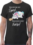 Shirtracer T-Shirt Mein Bauch schreit Kekse! Einhorn Sprüche Rosa/Schwarz/Grau/Beige/Lila