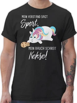 Shirtracer T-Shirt Mein Bauch schreit Kekse! Einhorn Sprüche Rosa/Schwarz/Grau/Beige/Lila Shirtracer T-Shirt Mein Bauch schreit Kekse! Einhorn Sprüche Rosa/Schwarz/Grau/Beige/Lila