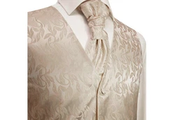 Paul Malone Anzugweste Herren Hochzeitsweste mit Plastron Set 2tlg florale (V15) cappuccino/braun (V42)