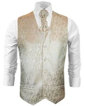 Paul Malone Anzugweste Herren Hochzeitsweste mit Plastron Set 2tlg florale (V15) cappuccino/braun (V42)