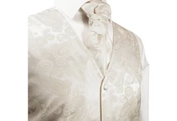 Paul Malone Anzugweste Herren Hochzeitsweste mit Plastron Set (V19) elfenbein (V44)