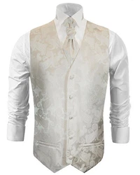 Paul Malone Anzugweste Herren Hochzeitsweste mit Plastron Set (V19) elfenbein (V44)