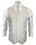 Paul Malone Anzugweste Herren Hochzeitsweste mit Plastron Set (V19) elfenbein (V44)