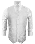 Paul Malone Anzugweste Herren Hochzeitsweste mit Plastron Set (V19) weiß (V17)