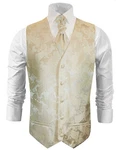 Paul Malone Anzugweste Herren Hochzeitsweste mit Plastron Set (V19) creme (V19)