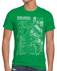 Print-Shirt Herren T-Shirt Dualshock Playstation Classic Gamer Dunkelgrün/Grün/Neonfarben