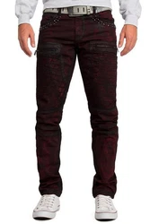 Cipo & Baxx Bikerjeans Freizeit Hose BA-CD581 Bordeaux