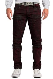 Bikerjeans Freizeit Hose BA-CD581 Bordeaux W32/L34 (1-tlg)