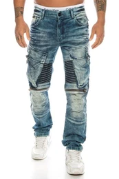 Regular-fit-Jeans Herren Jeans Hose mit aufwendigen Details im Cargo Style Aufwendiges Design mit Nahtverzierungen und vielen Details
