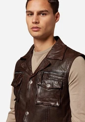 RICANO Weste SK Vest Dunkelrot/Braun/Dunkelbraun/Beige